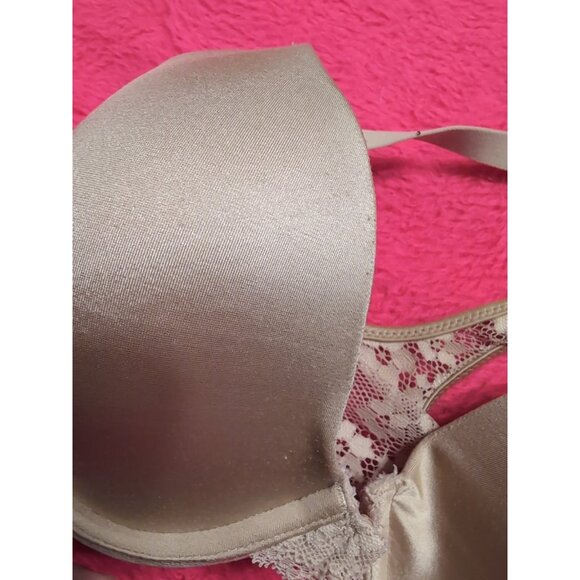 Maidenform 38B Comfort Devotion Beige Front Close Lace Racerback T-Shirt Bra - Picture 8 of 8